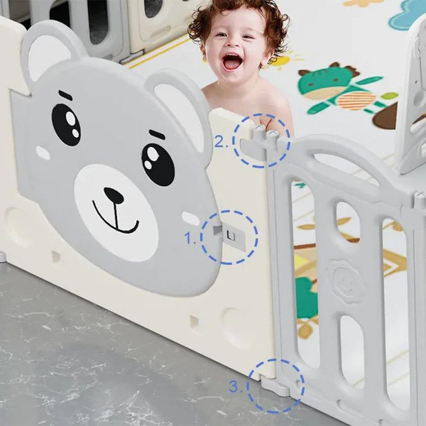Baby Love Foldable Bear Children's Playroom Fence Playpen 180X180X65 Cm - skroutz.com.cy