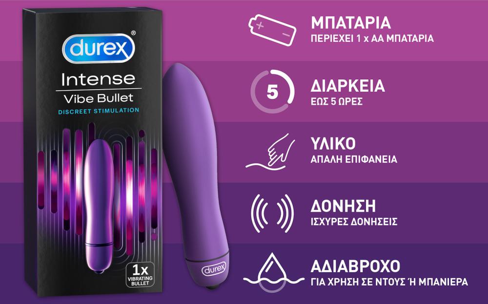 Durex Διακριτικός Δονητής Intense Delight Mini Bullet 9cm Purple - skroutz.com.cy