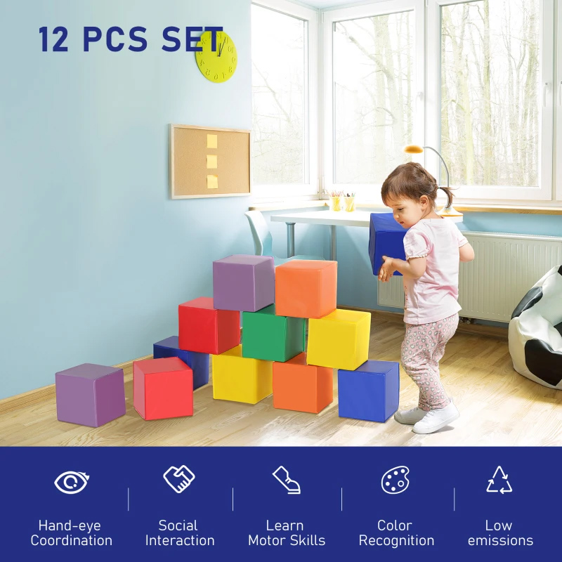 Soozier 12 Piece Soft Foam Building Play Blocks for Toddlers with Bright Colors, Safe Materials, & Endless Possibilities 3D0-003 - skroutz cyprus - skroutz.com.cy