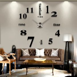 Εντυπωσιακό Τρισδιάστατο Ρολόι Τοίχου 120 x 120 εκ - Black - skroutz cyprus - skroutz.com.cy