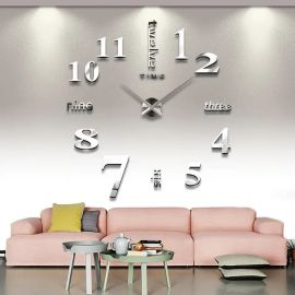 Εντυπωσιακό Τρισδιάστατο Ρολόι Τοίχου 120 x 120 εκ - Silver - skroutz cyprus - skroutz.com.cy