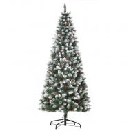 Χριστουγεννιάτικο Δέντρο με Τεχνητό χιόνι και Λευκά κουκουνάρια Πτυσσόμενη αφαιρούμενη βάση 180cm - Πράσινο HOMCOM 830-382V01