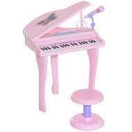 Παιδικό Ηλεκτρονικό Πιάνο με Κάθισμα και Μικρόφωνο Χρώματος Ροζ HOMCOM 390-003PK - skroutz κύπρου