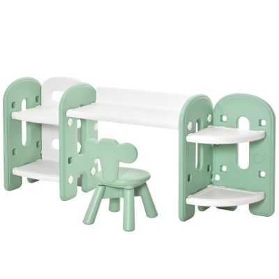 Kids Two-Piece Adjustable Table and Chair Set – Green & White HOMCOM 312-049GN - skroutz cy - skroutz.com.cy