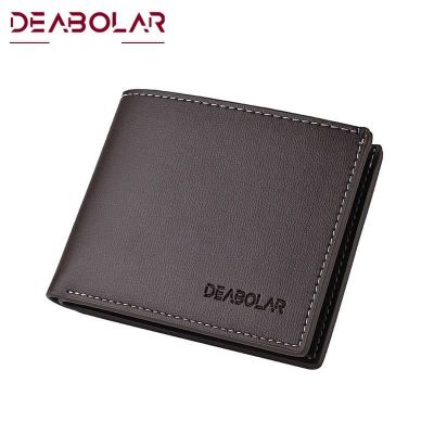 DEABOLAR Men's Faux Leather Wallet Short Wallet Multi-Card Slots - Brown - skroutz.com.cy