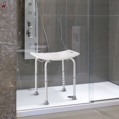 Αντιολισθητικό Ρυθμιζόμενο Σκαμπό Μπάνιου 50 x 50.6 x 39.5-56.5 cm HOMCOM 72-0012 - Plastic Non-Slip Portable Bathroom Stool White - skroutz.com.cy