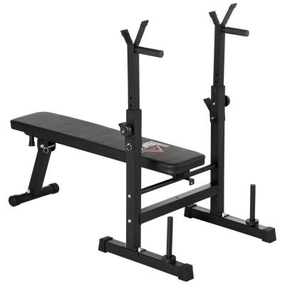 HOMCOM Adjustable Weight Bench, Foldable Bench Press with Barbell Rack and Dip Station for Home Gym, Strength Training Multiuse Workout Bench A91-180