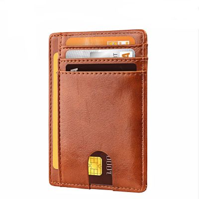 Slim Minimalist Leather Wallets Purse RFID Card Holder Credit Card Wallet for Men Women - Brown - skroutz.com.cy | skroutz cyprus