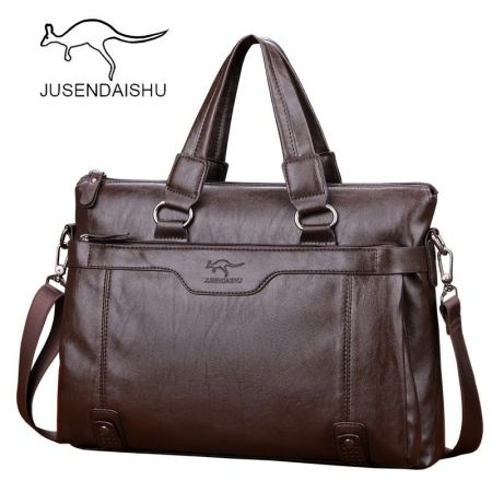 Jusen Kangaroo Men's Bag Shoulder Messenger Bag Business Briefcase Fashion Bag - Brown - skroutz.com.cy