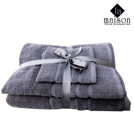 Σετ 3 τεμάχια πετσέτες πολυτελείας σε anthracite χρώμα La Maison Home Accessories - Bath Towels - Skroutz.com.cy