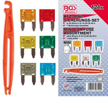 BGS Tools 121 Piece For Mini Car Fuse Assortment 8109 - skroutz.com.cy