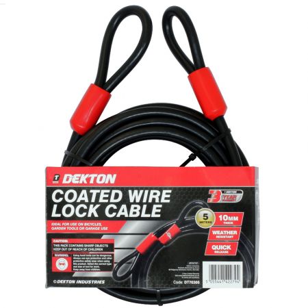 Dekton Heavy Duty 5m 10mm Thick Coated Wire Lock Cable - skroutz.com.cy