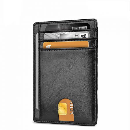 Slim Minimalist Leather Wallets Purse RFID Card Holder Credit Card Wallet for Men Women - Black - skroutz.com.cy - skroutz cyprus