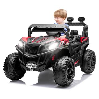 4X4 Ride On Truck 12V with Remote Control, Motor 4 X 30W, Off-Road UTV with Spring Suspension, Adjustable Speed, Safety Belt - Red 