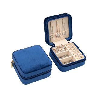 Βελούδινη Κοσμηματοθήκη - Μπιζουτιέρα 10 x 10 x 5 cm Χρώματος Μπλε - Jewelry Organizer - Blue Velvet - Skroutz.com.cy
