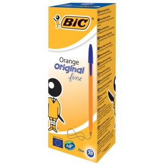 20 x Bic Orange Fine Ballpoint Pens Blue B-OR/BLE
