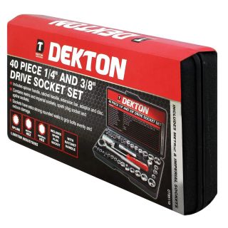 DEKTON DT85110 Drive Socket Set, Black/Red, 1/4-inch, 3/8-inch - skroutz.com.cy