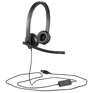 Logitech H570e Wired Headset with Noise-Cancelling Microphone, USB, In-Line - Business Product