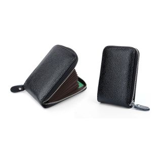 Δερμάτινο Πορτοφόλι για Πιστωτικές Κάρτες με Αντικλεπτική Προστασία RFID Χρώματος Μαύρο