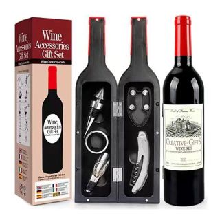 Σετ Αξεσουάρ Κρασιού Wine Gift Set 5 Τεμ. Σε Θήκη Με Σχήμα Μπουκάλι Κρασί, Για Τους Λάτρεις του Κρασιού - skroutz.com.cy