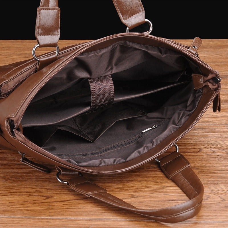 Jusen Kangaroo Men's Bag Shoulder Messenger Bag Business Briefcase Fashion Bag - Black