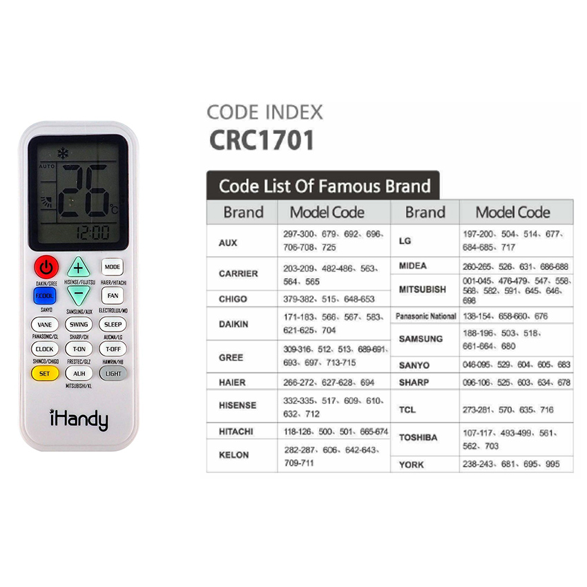 Τηλεχειριστήριο Aircondition iHandy Universal a/c Remote CRC1701 - Universal a/c remote control