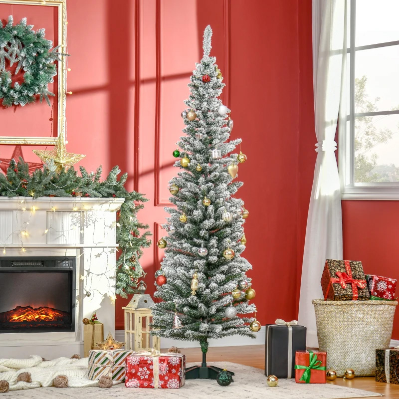 Homcom Χριστουγεννιάτικο Δέντρο Λεπτό Χιονισμένο 180cm με 390 Τεχνητά Κλαδιά και Πτυσσόμενη Βάση 830-182V02 - skroutz cyprus