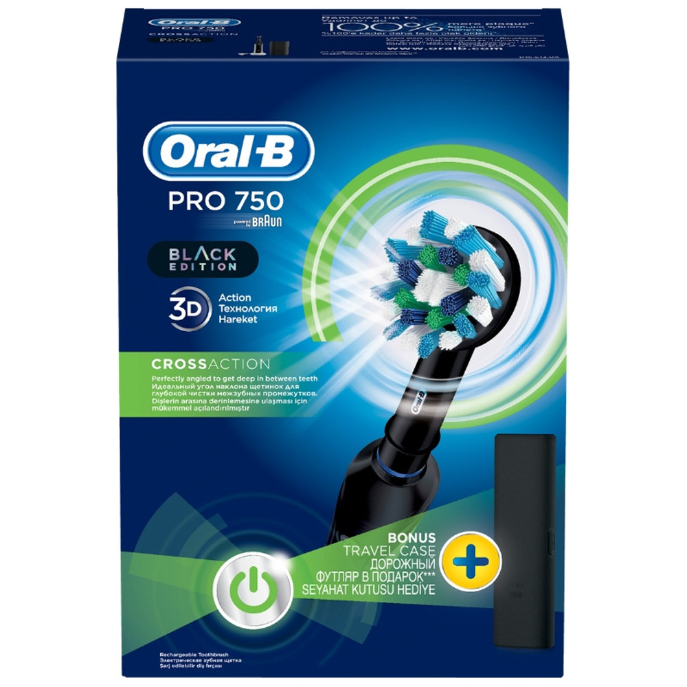 ORAL-B PRO 750 Black Edition Ηλεκτρική Οδοντόβουρτσα με Δώρο Θήκη Ταξιδιού - skroutz.com.cy