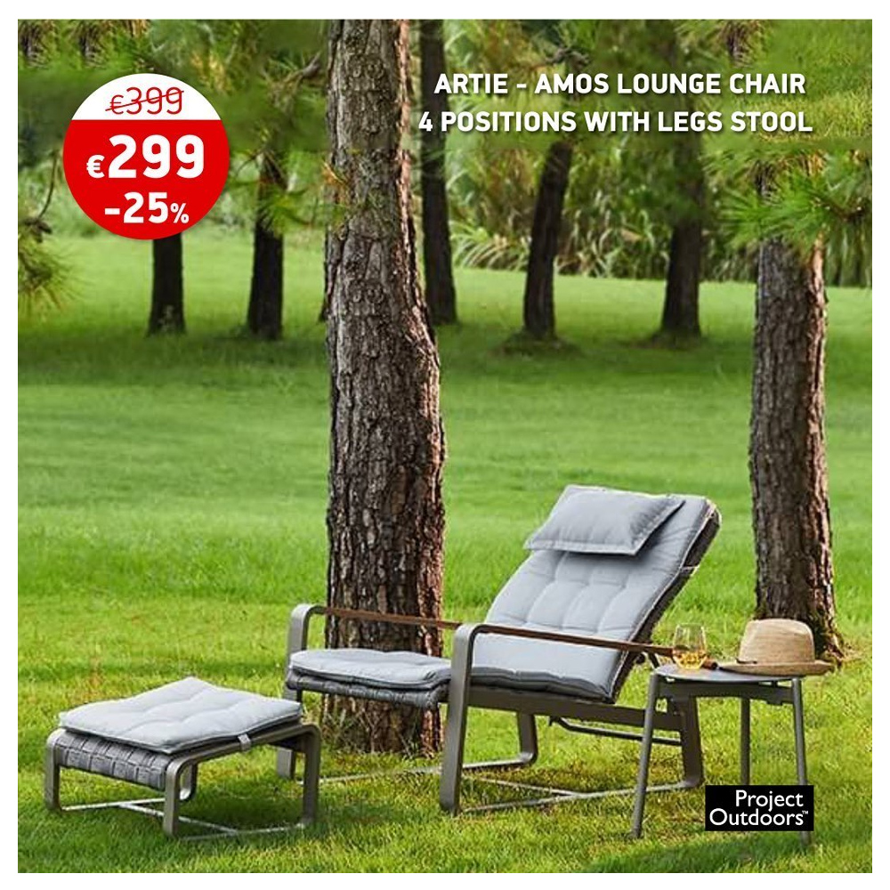 ARTIE - AMOS LOUNGE CHAIR 4 POSITIONS WITH LEGS STOOL