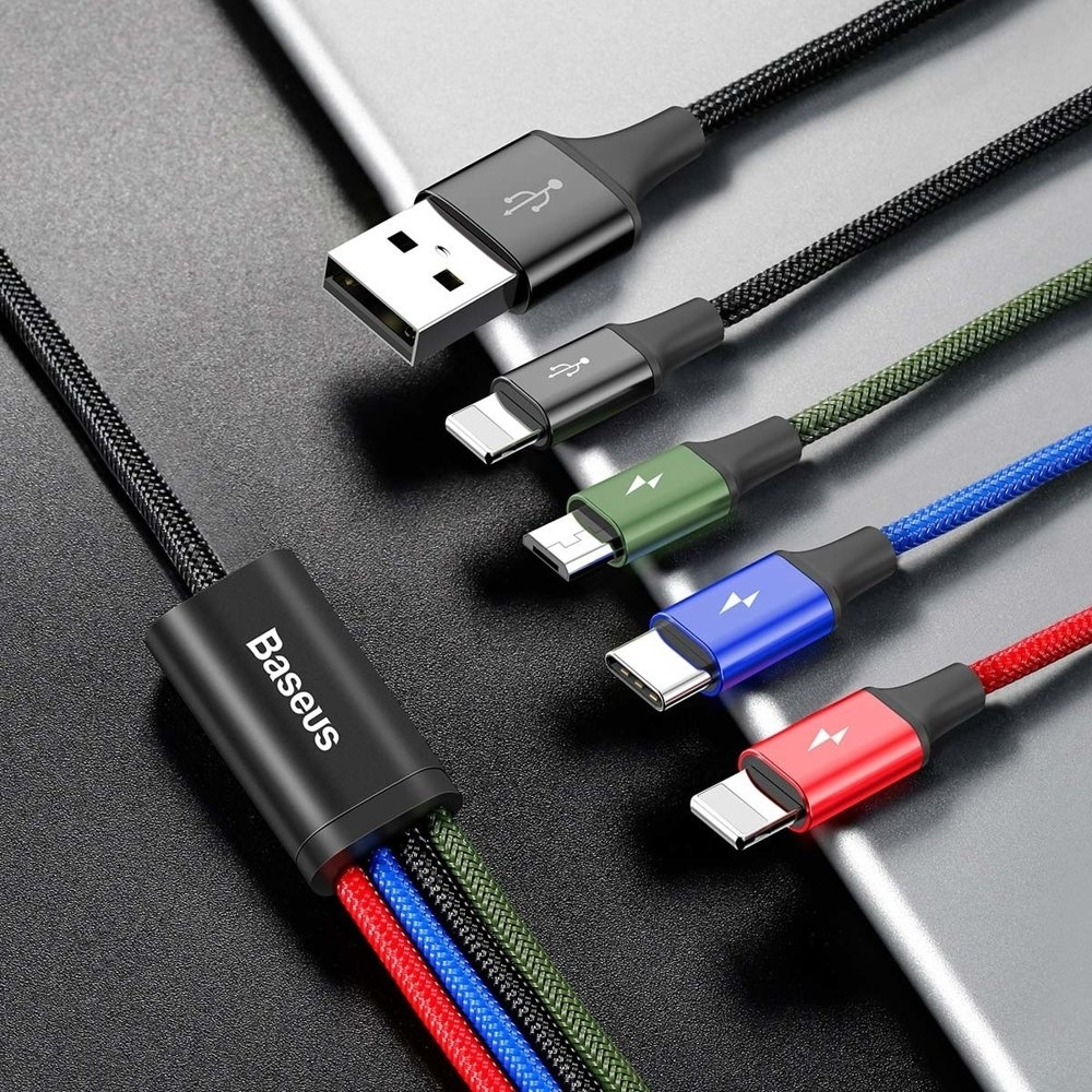 Baseus Καλώδιο Φόρτισης Rapid 4in1 Braided USB to Lightning / Type-C / 2x micro USB (CA1T4-C01) 3.5A 1.2m