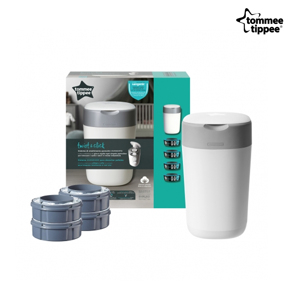 Tommee Tippee Twist and Click Κάδος Απόρριψης Πάνας & Κασέτα με Σακούλες + 4X REFILL - Twist and Click Sangetic Tec